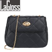 Lagloss Fashion Bag Tas Mode Zwart - Doorgestikt Modisch Tasje - Type Lil Bag - SchouderTas - Straatmode - 18x12.5x3 cm