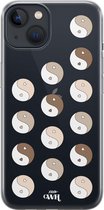 YinYang Nude - Transparant hoesje geschikt voor iPhone 13 hoesje transparant - Shockproof case met emoji YinYang geschikt voor Apple iPhone 13 - Doorzichtig hoesje met opdruk YinYa
