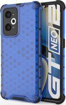 Realme GT Neo2 Hoesje - Mobigear - Honeycomb Serie - Hard Kunststof Backcover - Blauw - Hoesje Geschikt Voor Realme GT Neo2