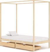 vidaXL Hemelbedframe met 2 lades massief grenenhout 100x200 cm