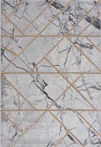 Magic Floor - Tapijt - Vloerkleed - Pera Donkergrijs - Gouden lijnen - Goud - Polyester - (300x80cm)