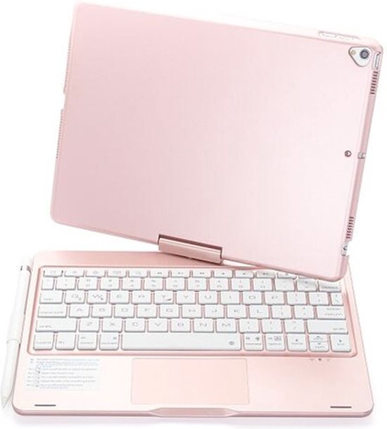 MoKo voor iPad (A16) 11e generatie hoesje met toetsenbord 11 inch 2025, iPad 10e generatie 11.9 inch toetsenbordhoes met potloodhouder, afneembaar Bluetooth-toetsenbord met meerdere hoeken, roze