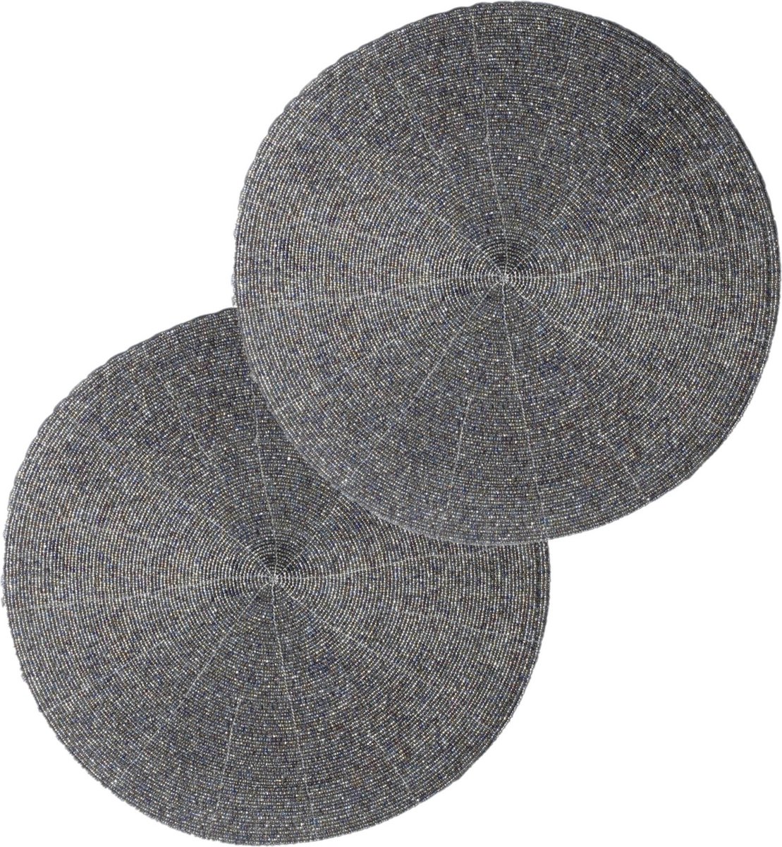 Set van 4x stuks placemats kralen grijs - 35 cm - Onderleggers