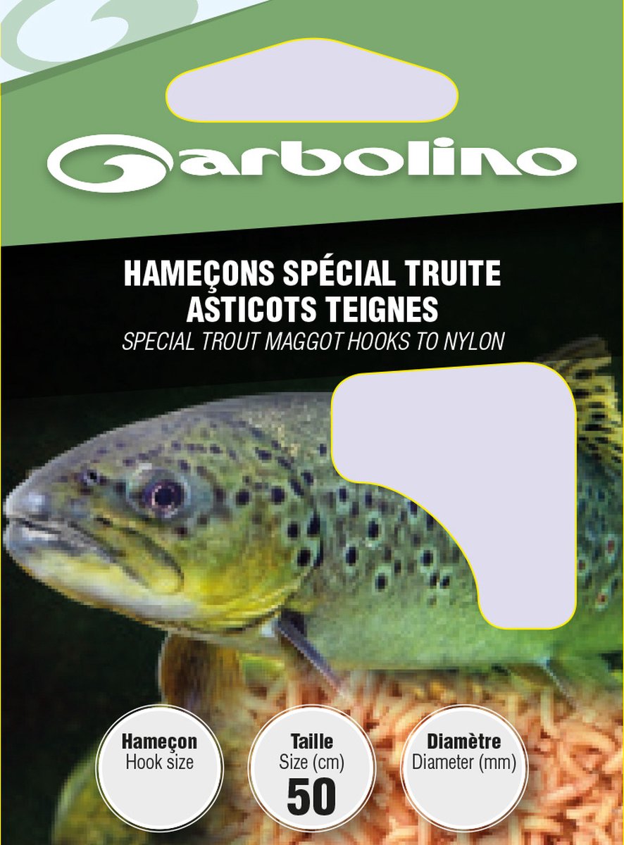 Garbolino Onderlijn Speciaal Forel Maden-Wasmot 50cm 10pcs - Maat : Haak 12 - 0.14mm