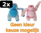 2x HARIGE AAP ROZE/BLAUW 22CM