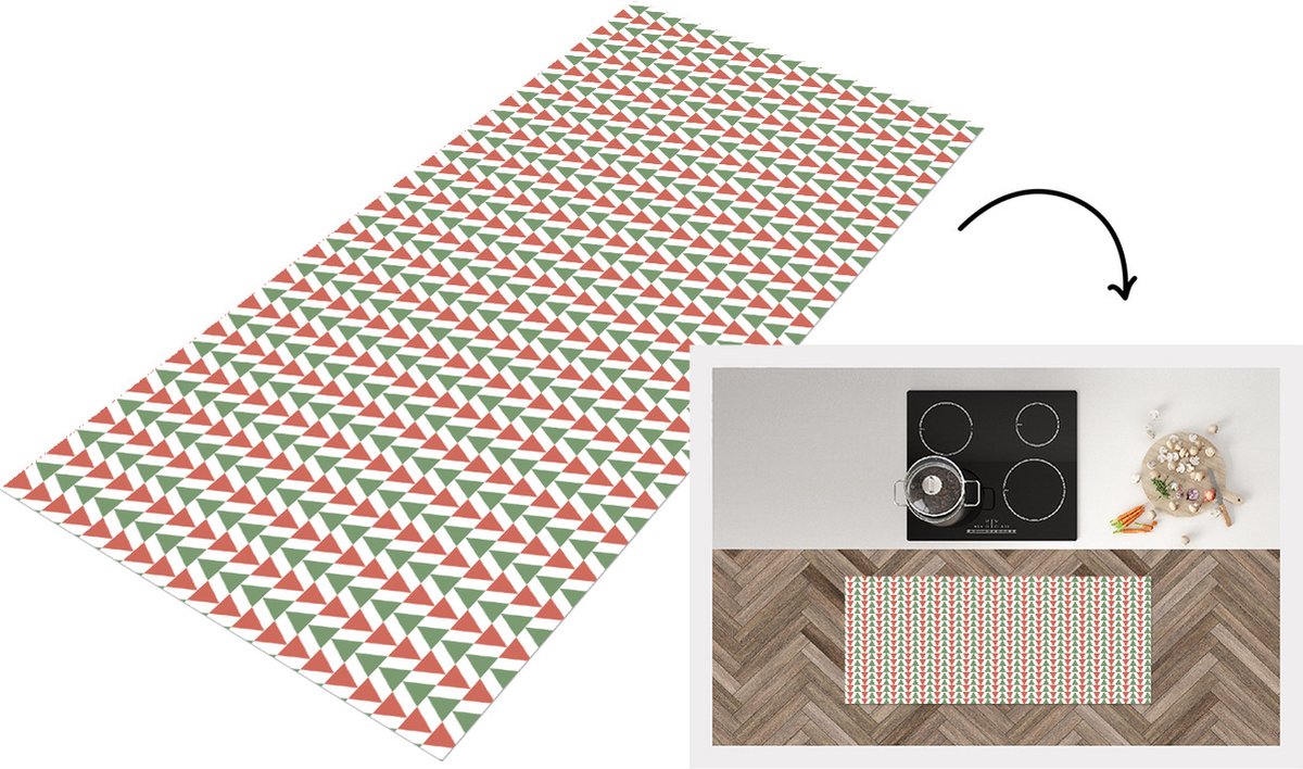 KitchenYeah Keukenloper - Loper keuken - Kerst - Patronen - Driehoek - 120x50 cm - Keukenloper vinyl Multicolor