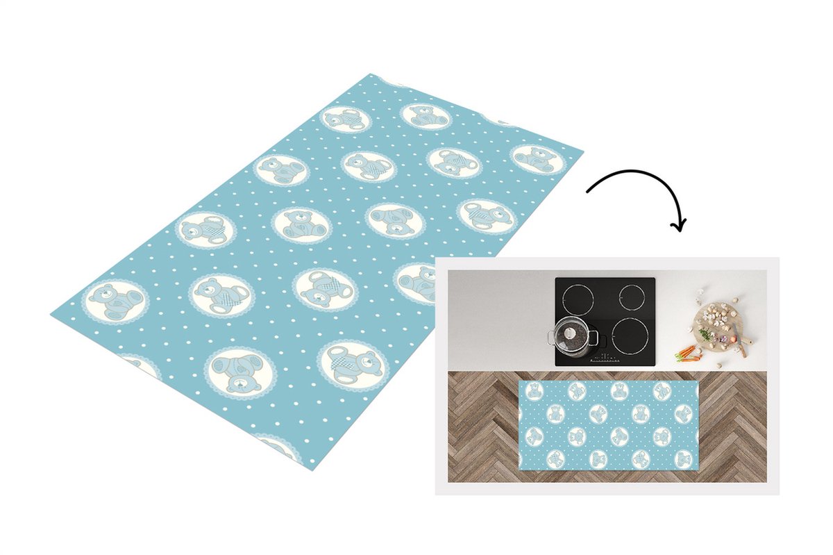 KitchenYeah Keukenloper - Loper keuken - Teddybeer - Knuffeldieren - Patronen - Knuffels - Keukenloper vinyl multicolor, foto 3
