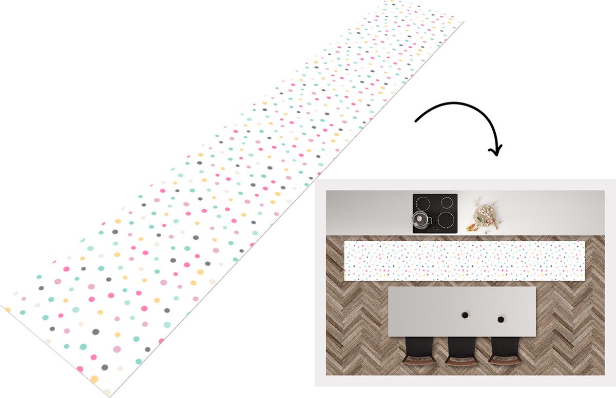 KitchenYeah Keukenloper - Loper keuken - Confetti - Pastel - Patronen - 300x50 cm - Keukenloper vinyl Multicolor