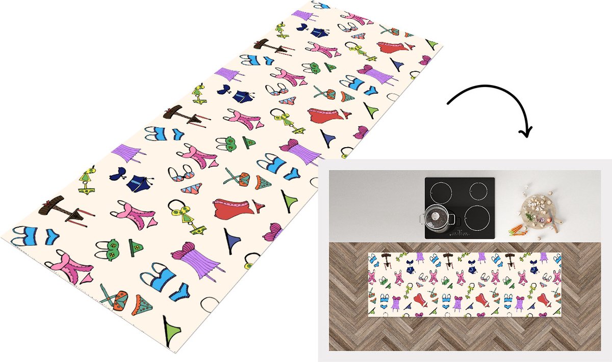 KitchenYeah Keukenloper - Loper keuken - Lingerie - Ondergoed - Patroon - Keukenloper vinyl multicolor, foto 4