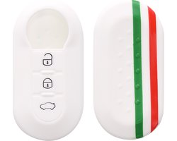 kwmobile autosleutel hoesje geschikt voor Fiat Lancia 3-knops inklapbare autosleutel - Autosleutel behuizing in groen / rood / wit - Italiaanse Strepen design