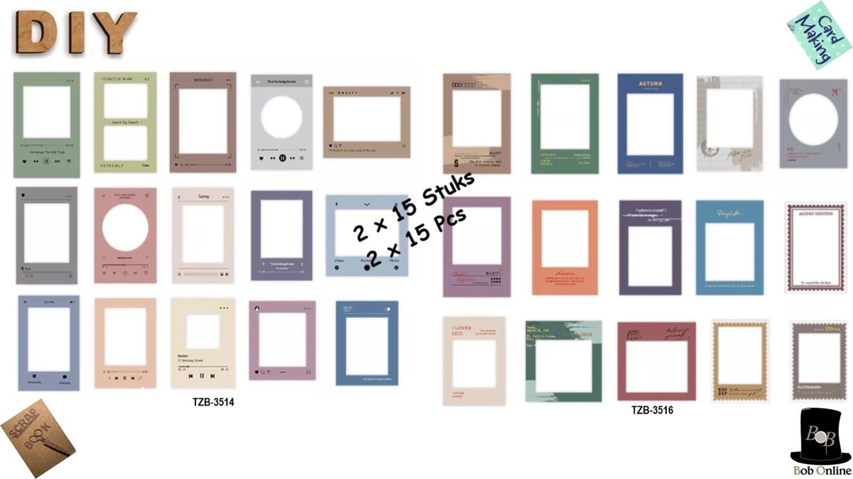 Bol.com Bob Online ™ - 2 x 15 Stuks - PET Fotolijst Serie Stickers – PET Photo Frame Series Stickers – Transparant Decals – Scra... aanbieding