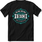 1913 The One And Only | Feest Kado T-Shirt Heren - Dames | Cobalt - Wit | Perfect Verjaardag Cadeau Shirt | Grappige Spreuken - Zinnen - Teksten | Maat XL