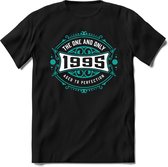 1995 The One And Only | Feest Kado T-Shirt Heren - Dames | Cobalt - Wit | Perfect Verjaardag Cadeau Shirt | Grappige Spreuken - Zinnen - Teksten | Maat M