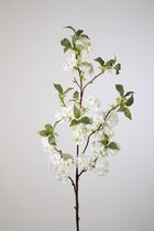 Kunstbloem Bloesem - topkwaliteit decoratie - Wit - zijden tak - 130 cm hoog