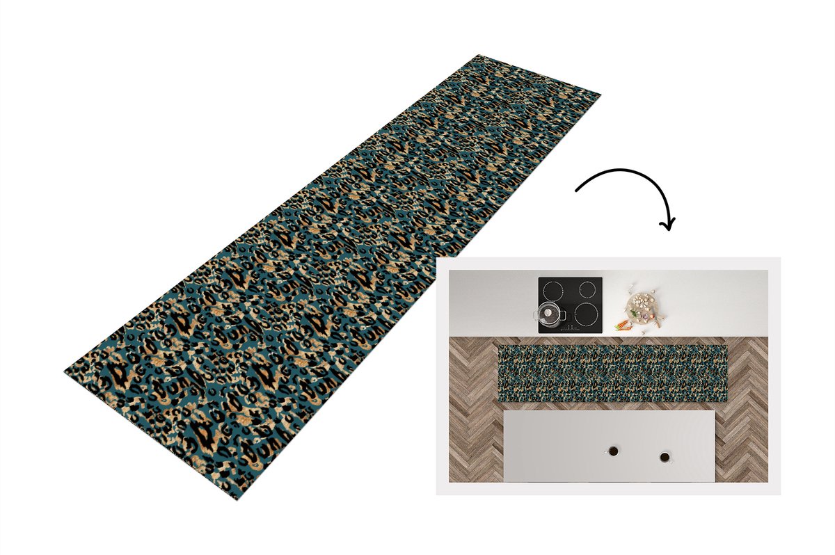 KitchenYeah Keukenloper - Loper keuken - Panter - Luxe - Patronen - 240x60 cm - Keukenloper vinyl Multicolor