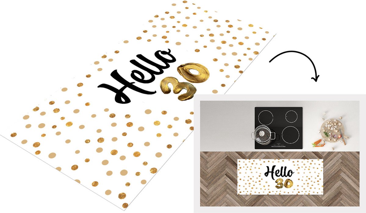KitchenYeah Keukenloper - Loper keuken - Jubileum - Verjaardag - 30 jaar - 120x50 cm - Keukenloper vinyl Multicolor