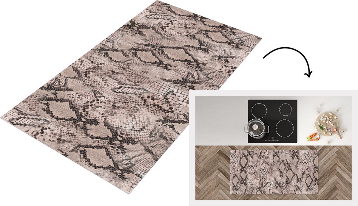 KitchenYeah Keukenloper - Loper keuken - Dierenhuid - Slang - Schubben - 120x60 cm - Keukenloper vinyl Multicolor