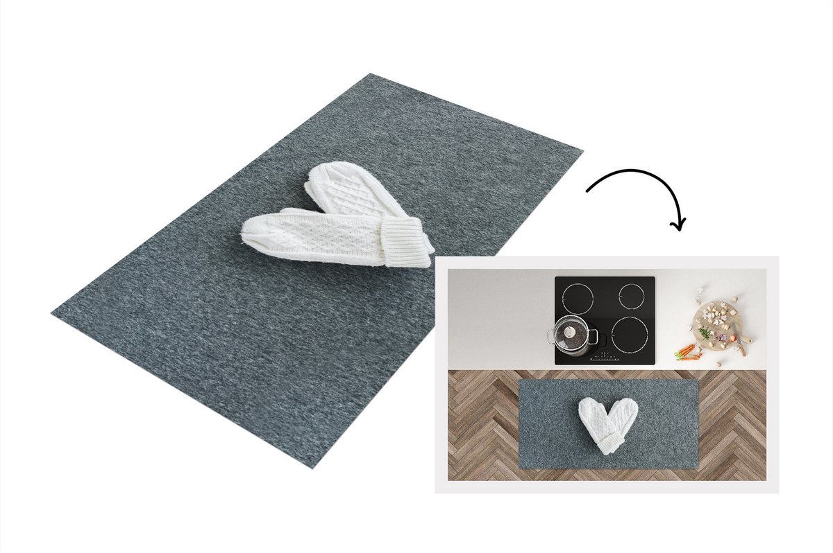 KitchenYeah Keukenloper - Loper keuken - Winter - Handschoenen - Hart - Keukenloper vinyl multicolor, foto 2