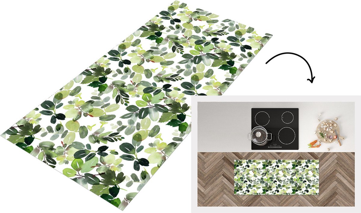 KitchenYeah Keukenloper - Loper keuken - Planten - Kerst - Groen - 120x50 cm - Keukenloper vinyl Multicolor