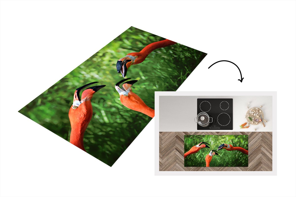 KitchenYeah Keukenloper - Loper keuken - Flamingo - Bos - Roze - Keukenloper vinyl, foto 2