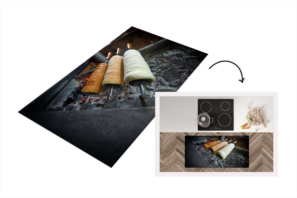 KitchenYeah Keukenloper - Loper keuken - Roemeens brood met kaneel en suiker - 120x60 cm - Keukenloper vinyl Multicolor