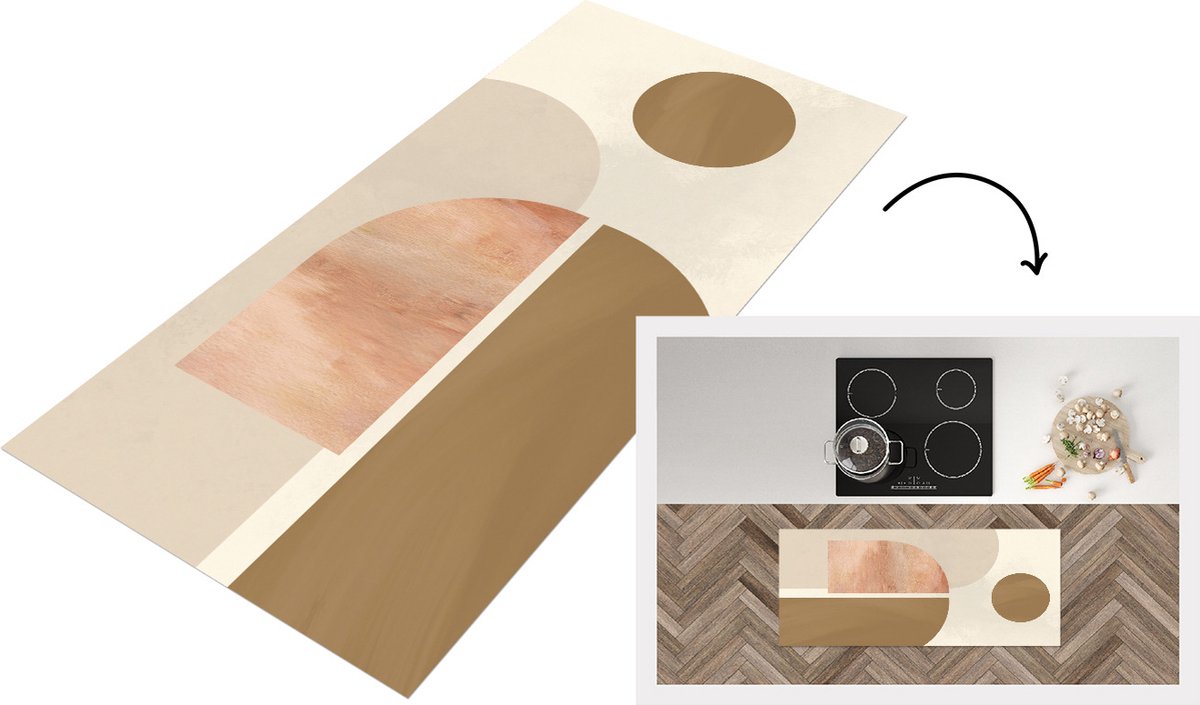 KitchenYeah Keukenloper - Loper keuken - Roze - Design - Abstract - Keukenloper vinyl Multicolor