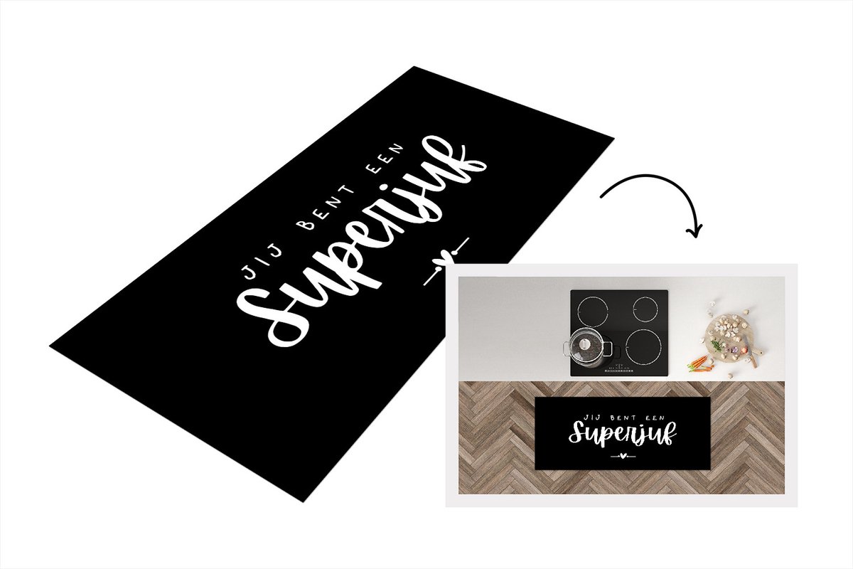 KitchenYeah Keukenloper - Loper keuken - Quotes - Jij bent een superjuf - Spreuken - Juf - 120x50 cm - Keukenloper vinyl Multicolor