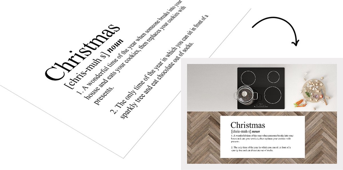 KitchenYeah Keukenloper - Loper keuken - Spreuken - Kerst - Christmas definitie - Quotes - Woordenboek - 120x60 cm - Keukenloper vinyl Multicolor