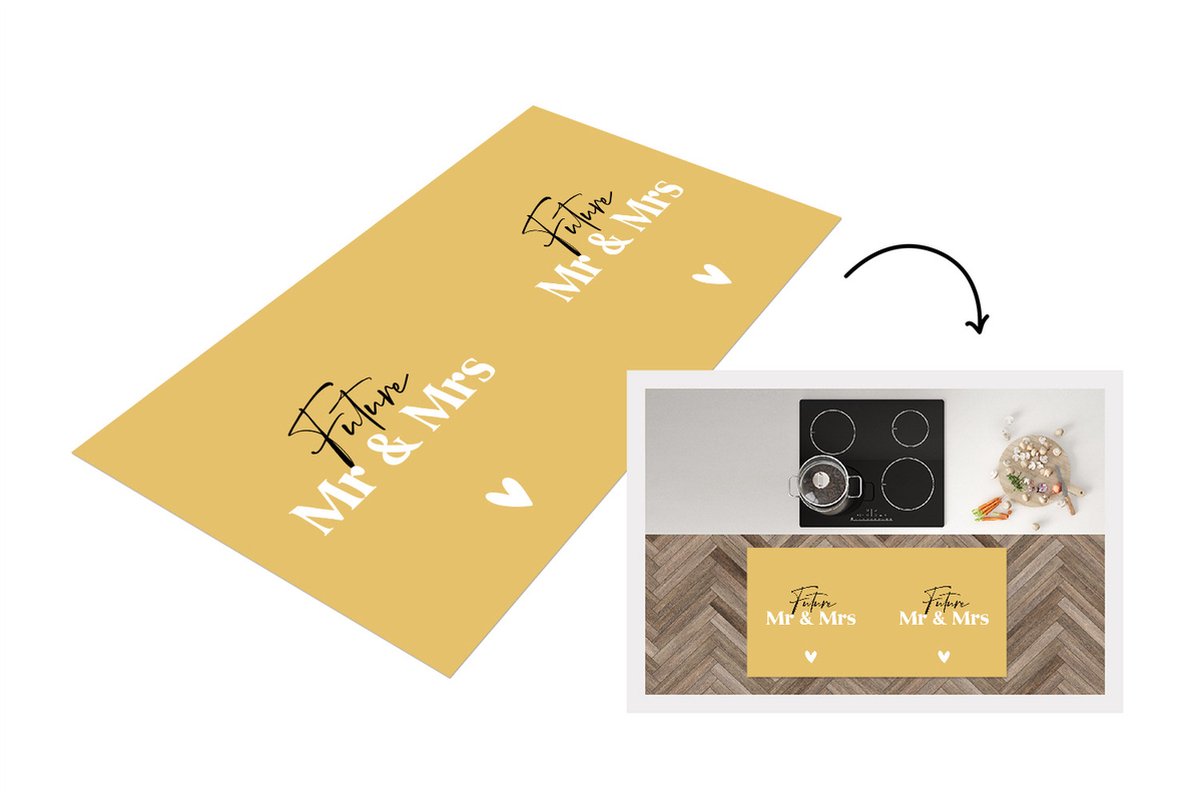 KitchenYeah Keukenloper - Loper keuken - 'Future Mr & Mrs' - Trouwen - Quotes - Spreuken - 120x60 cm - Keukenloper vinyl Multicolor