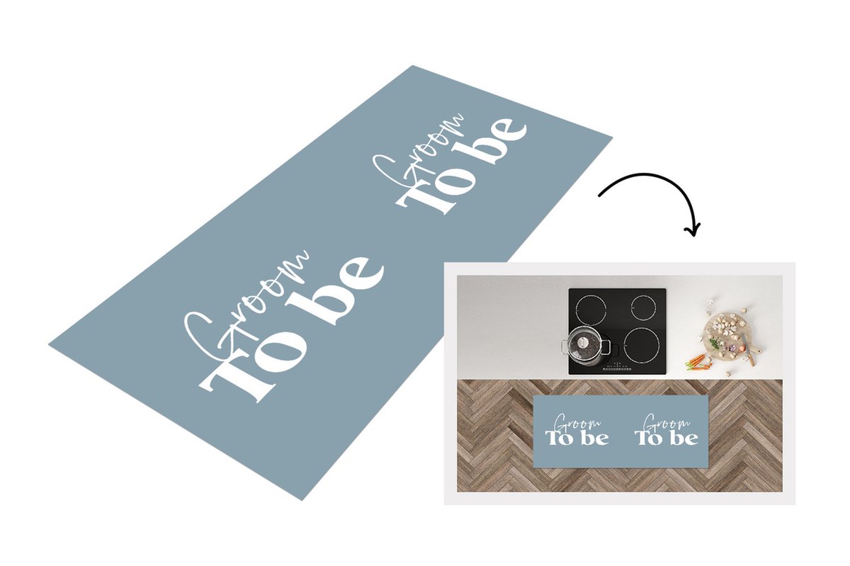 KitchenYeah Keukenloper - Loper keuken - Trouwen - Quotes - 'Groom to be' - Spreuken - 120x50 cm - Keukenloper vinyl Multicolor