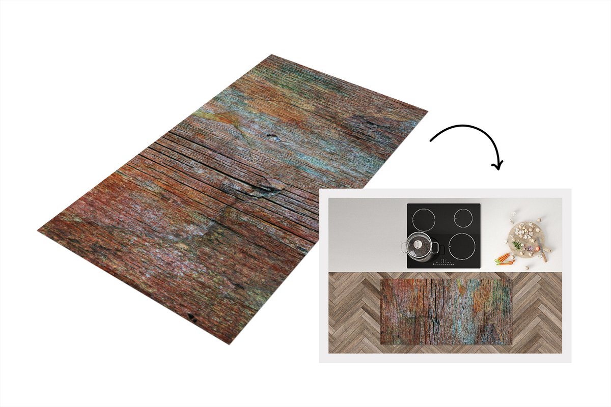 KitchenYeah Keukenloper - Loper keuken - Industrieel - Hout - Regenboog - Vintage - Keukenloper vinyl, foto 2