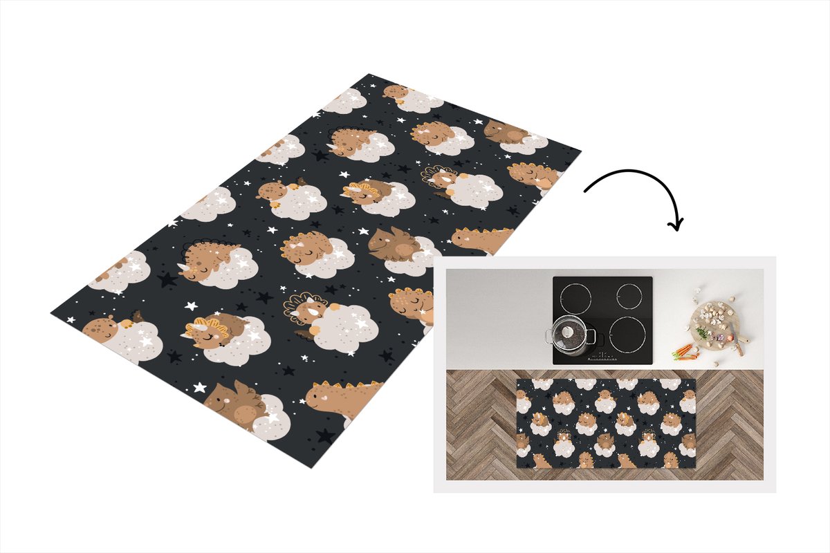 KitchenYeah Keukenloper - Loper keuken - Patroon - Jongens - Dino - Kinderen - Keukenloper vinyl multicolor, foto 4