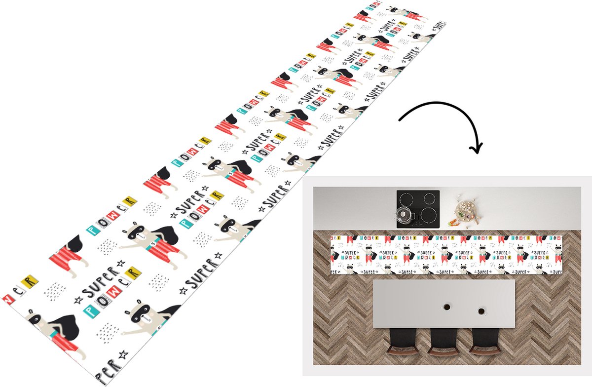KitchenYeah Keukenloper - Loper keuken - Jongens - Patroon - Superheld - Keukenloper vinyl multicolor, foto 3