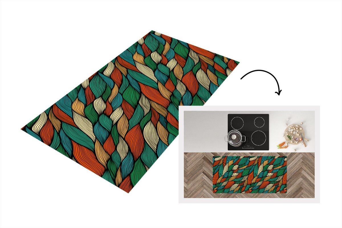 KitchenYeah Keukenloper - Loper keuken - Line art - Herfst - Bohemian - Patronen - Keukenloper vinyl multicolor, foto 7