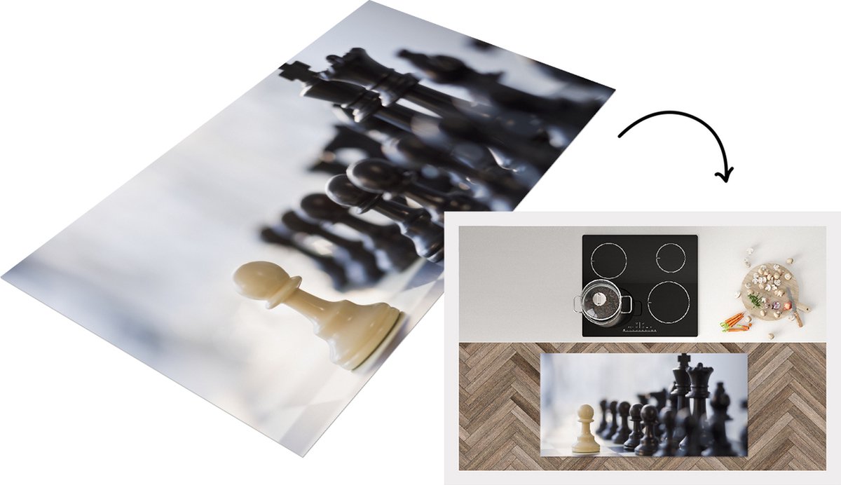 KitchenYeah Keukenloper - Loper keuken - Zwart wint met schaken - Keukenloper vinyl, foto 2