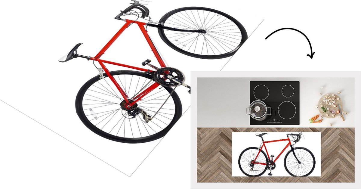 KitchenYeah Keukenloper - Loper keuken - Een rode racefiets. - 120x60 cm - Keukenloper vinyl Multicolor