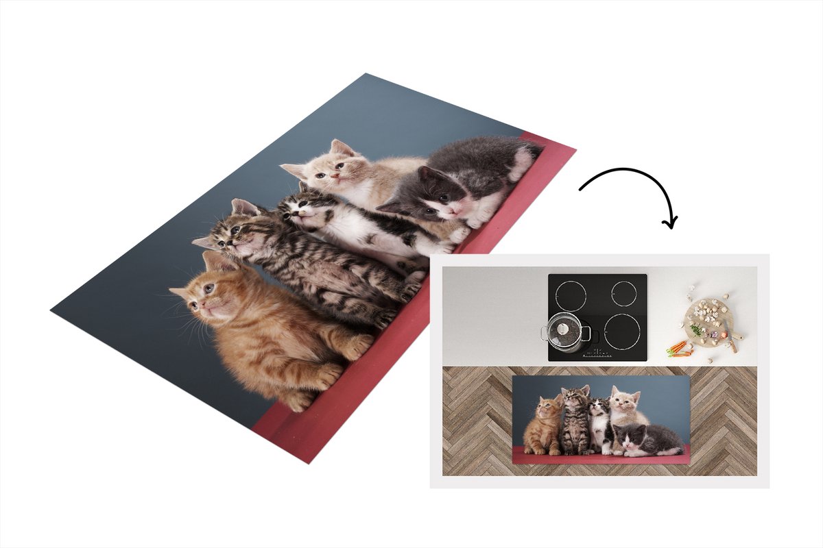 KitchenYeah Keukenloper - Loper keuken - Kittens - Blauw - Roze - Keukenloper vinyl, foto 2