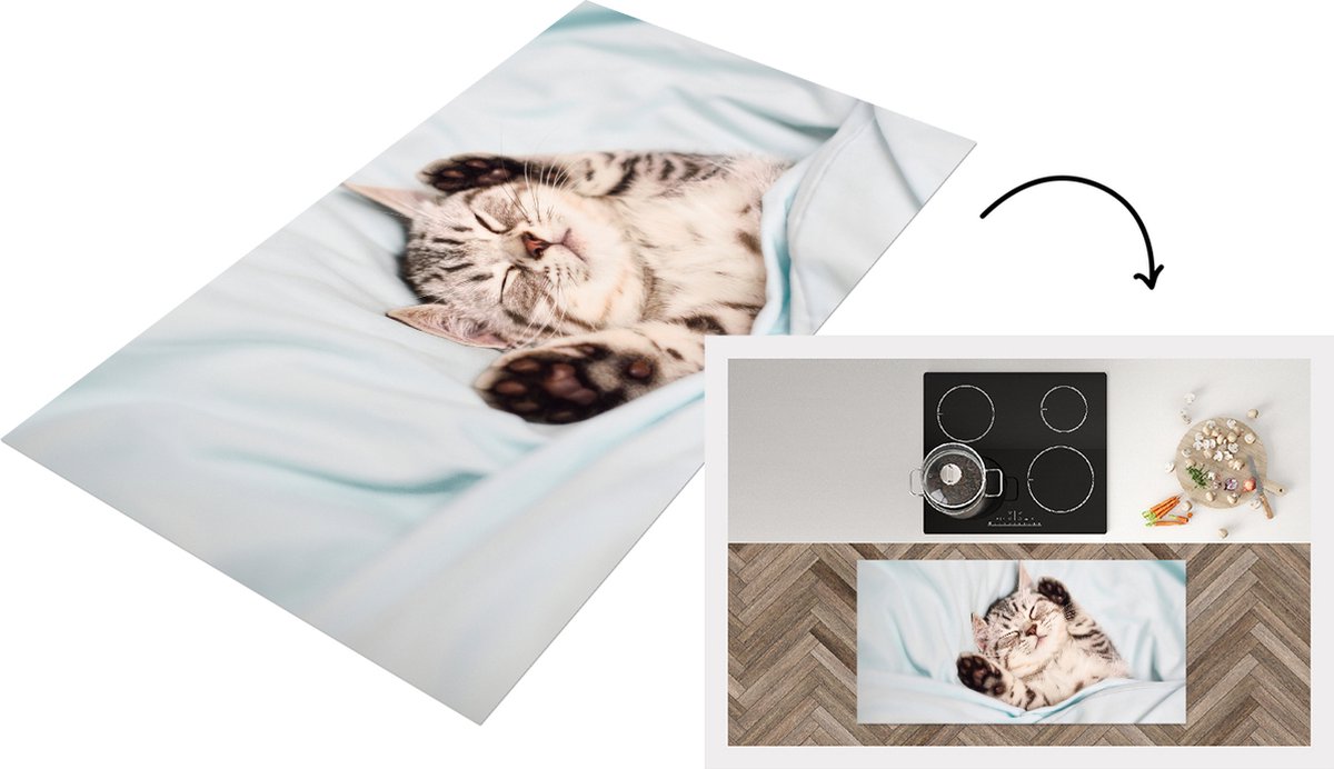 KitchenYeah Keukenloper - Loper keuken - Kitten - Bed - Poten - 120x60 cm - Keukenloper vinyl Multicolor