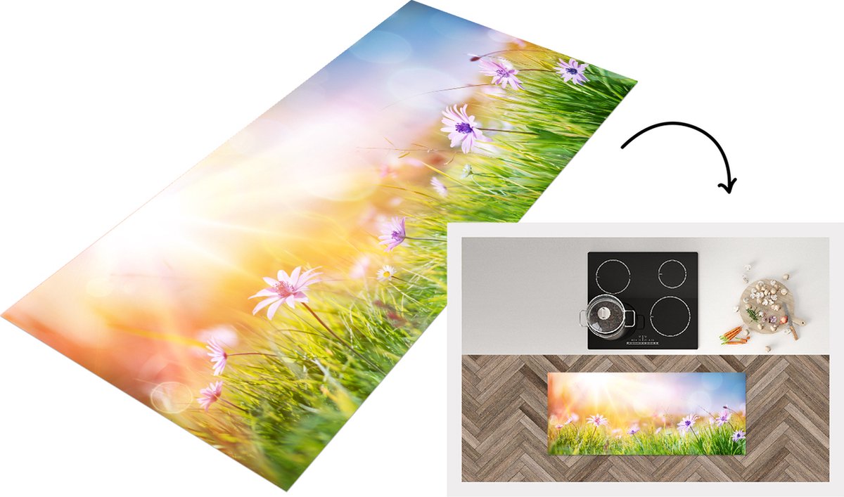 KitchenYeah Keukenloper - Loper keuken - Bloemen - Zonlicht - Lente - Keukenloper vinyl Multicolor