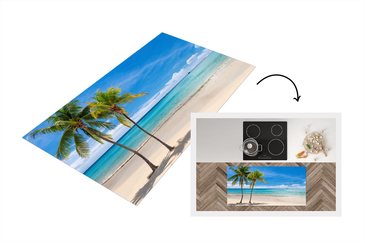 KitchenYeah Keukenloper - Loper keuken - Strand - Boot - Zee - 120x60 cm - Keukenloper vinyl Multicolor