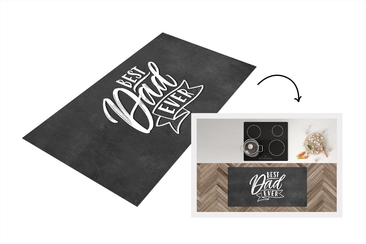 KitchenYeah Keukenloper - Loper keuken - Papa - Spreuken - Best dad ever - Quotes - 120x60 cm - Keukenloper vinyl Multicolor
