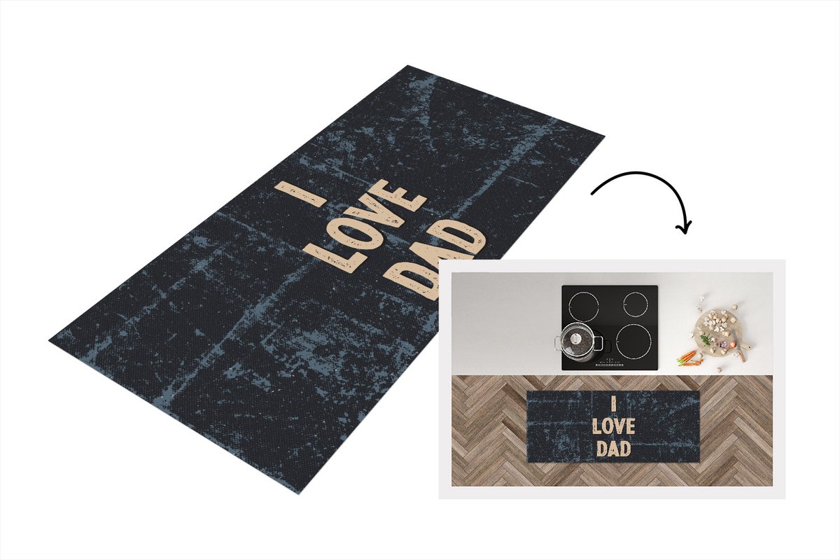 KitchenYeah Keukenloper - Loper keuken - Spreuken - Papa cadeau - Vaderdag - Quote - I love Dad - 120x50 cm - Keukenloper vinyl Multicolor