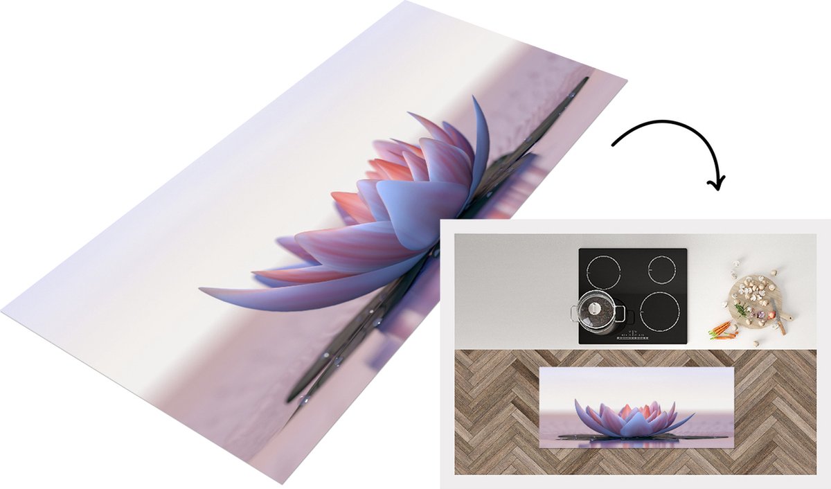 KitchenYeah Keukenloper - Loper keuken - Lotus - Bloemen - Water - Keukenloper vinyl Multicolor