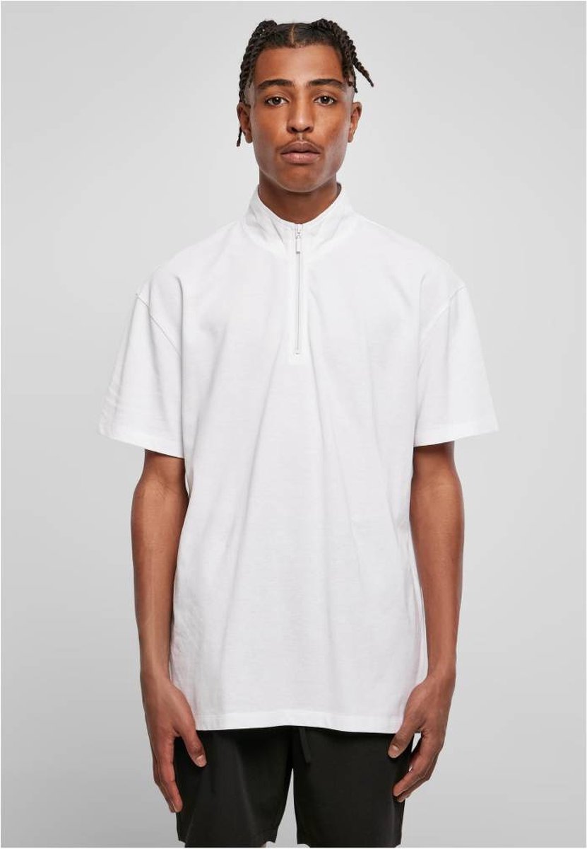 Urban Classics Boxy Zip Pique Polo shirt XXL Wit