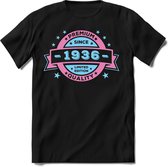 1936 Premium Quality | Feest Kado T-Shirt Heren - Dames | Licht Roze - Licht Blauw | Perfect Verjaardag Cadeau Shirt | Grappige Spreuken - Zinnen - Teksten | Maat 3XL