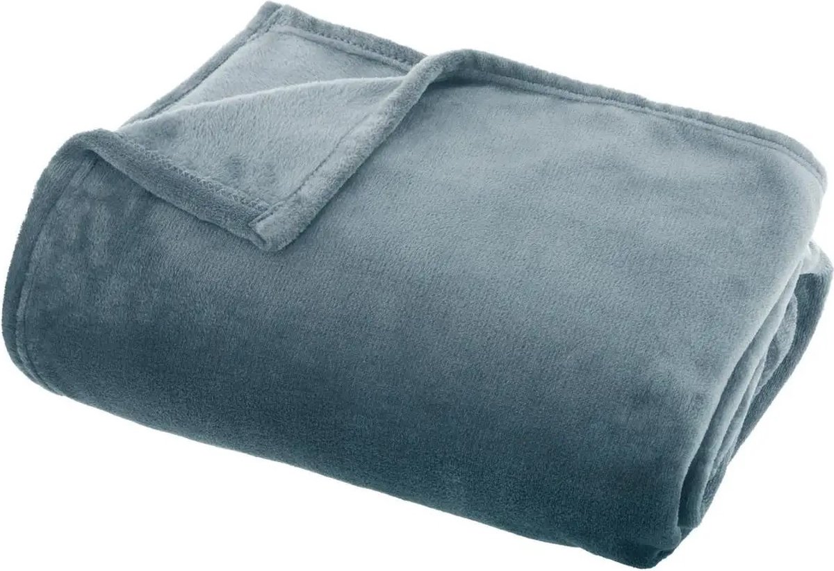 Atmosphera Plaid - Fleece - Deken - Blauw - 130 x 180 cm