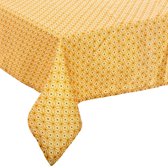 Tafelkleed van polyester rechthoekig 240 x 140 cm - geel met print  - Eettafel tafellakens