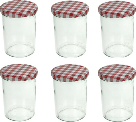 Weckpotten/inmaak jampotten - 6x - glas - 315 ml - metalen schroefdeksel - conservenpotten