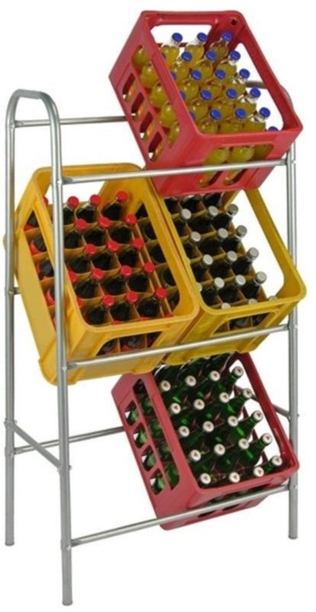 Zilveren krattenrek voor 6 kratten / bierkratten rek 65 x 34 x 115 cm - kratten bewaren - bierkratten rekjes