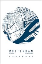 Walljar - Stadskaart Rotterdam Centrum IV - Muurdecoratie - Poster met lijst